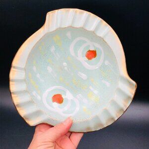 West Germany Pottery Atomic Ashtray Mid Century Modern Red Clay Console Bowl